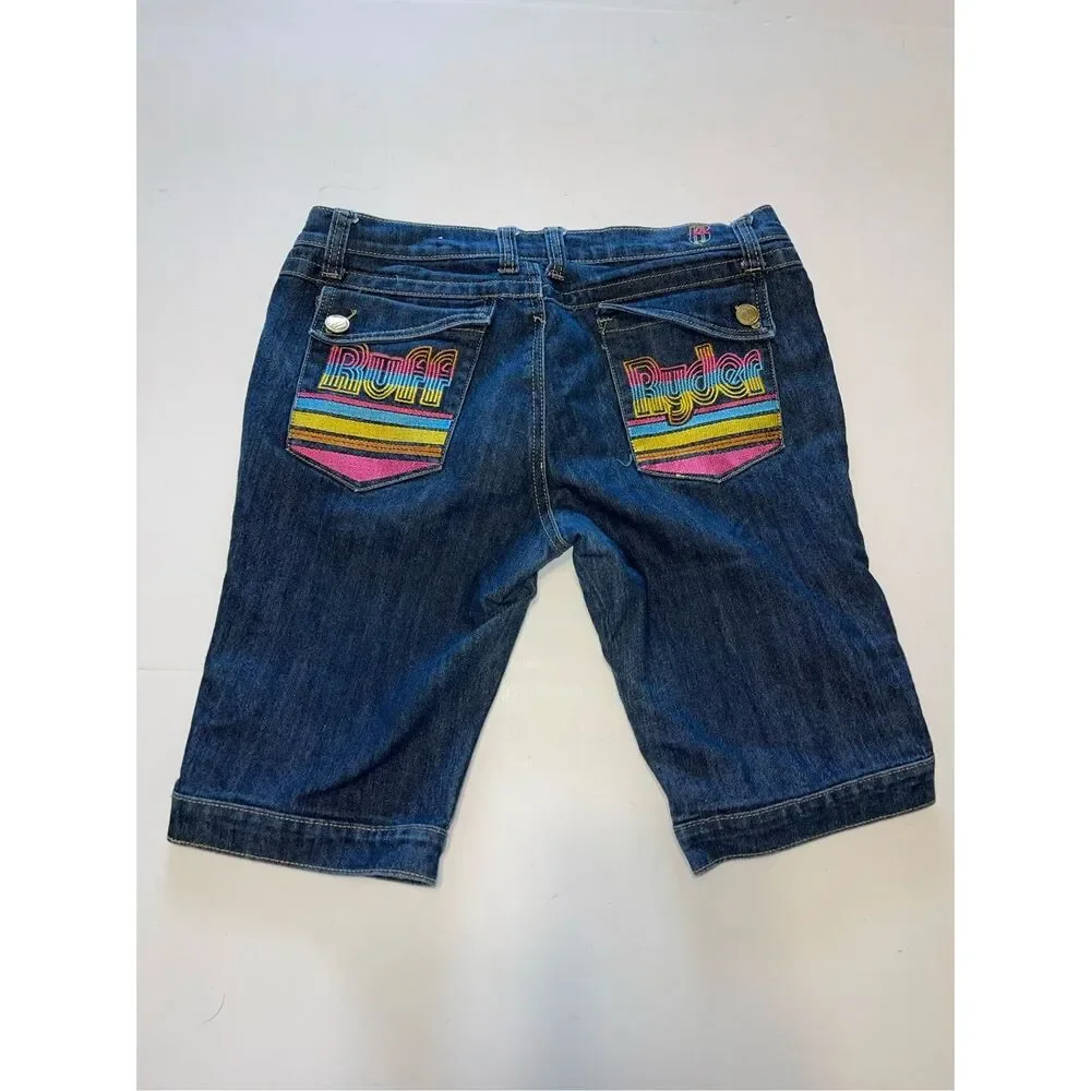 Vintage Ruff Ryders DMX Sz 7/8 Jean Shorts 90s Y2K Rap Hip Hop Streetwear‎ Denim